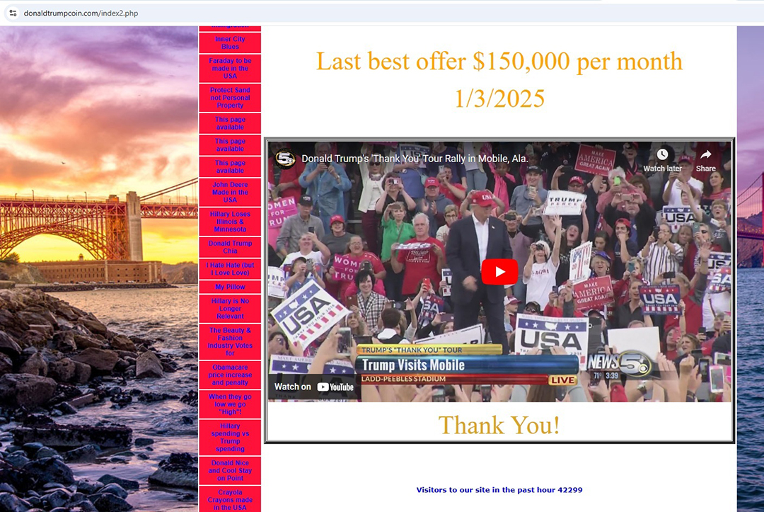 Speculă cu domeniile .com privind criptomoneda lui Trump