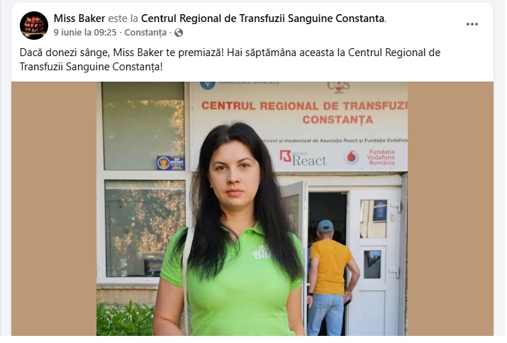 Una bună cu Miss Baker și donatul de sânge în Constanța